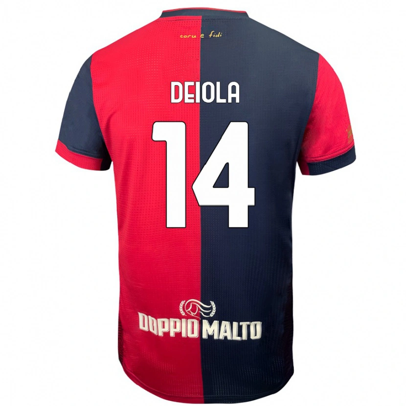 Danxen Uomo Maglia Alessandro Deiola #14 Rosso Blu Più Scuro Kit Gara Home 2024/25 Maglietta