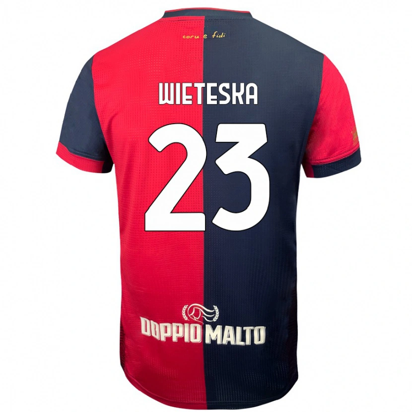 Danxen Uomo Maglia Mateusz Wieteska #23 Rosso Blu Più Scuro Kit Gara Home 2024/25 Maglietta
