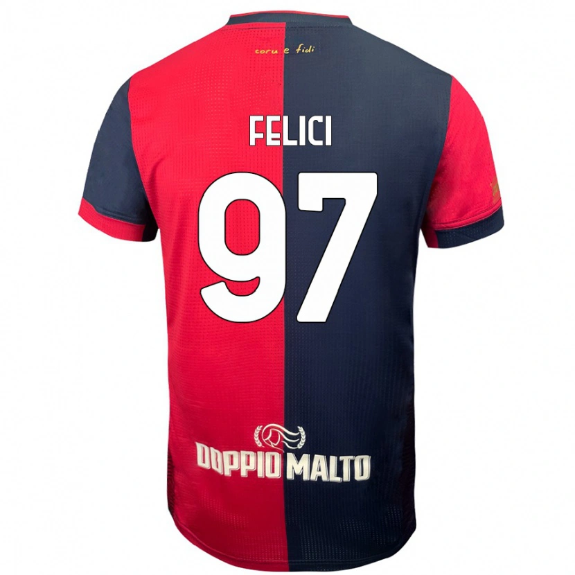 Danxen Uomo Maglia Mattia Felici #97 Rosso Blu Più Scuro Kit Gara Home 2024/25 Maglietta