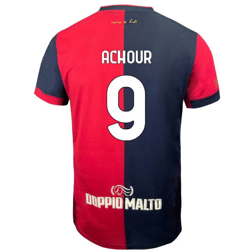 Danxen Uomo Maglia Sofiane Achour #9 Rosso Blu Più Scuro Kit Gara Home 2024/25 Maglietta