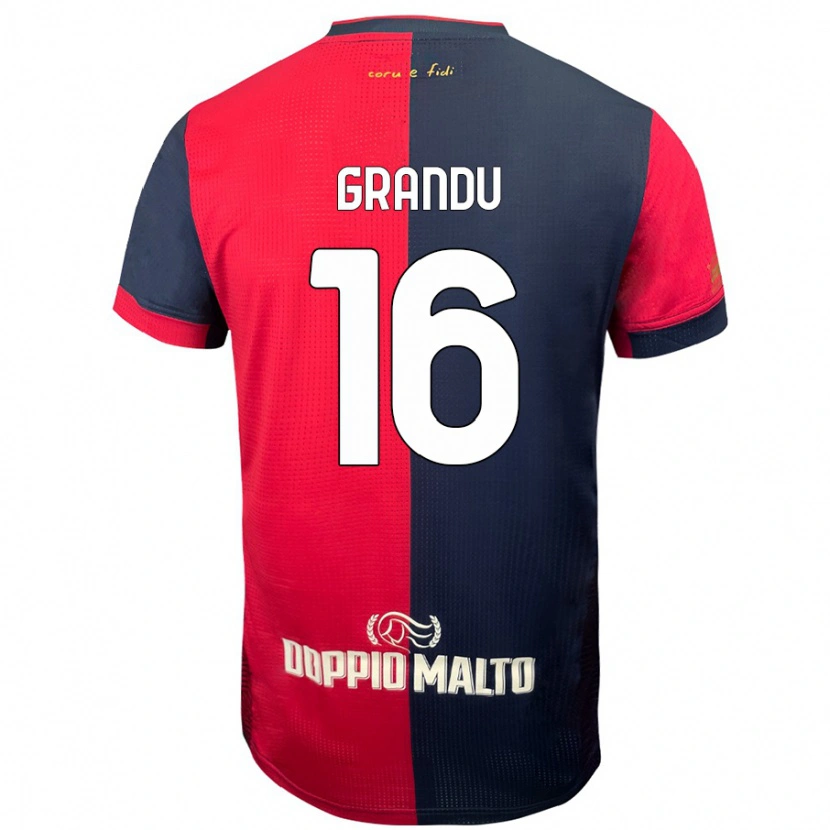 Danxen Uomo Maglia Nicola Grandu #16 Rosso Blu Più Scuro Kit Gara Home 2024/25 Maglietta