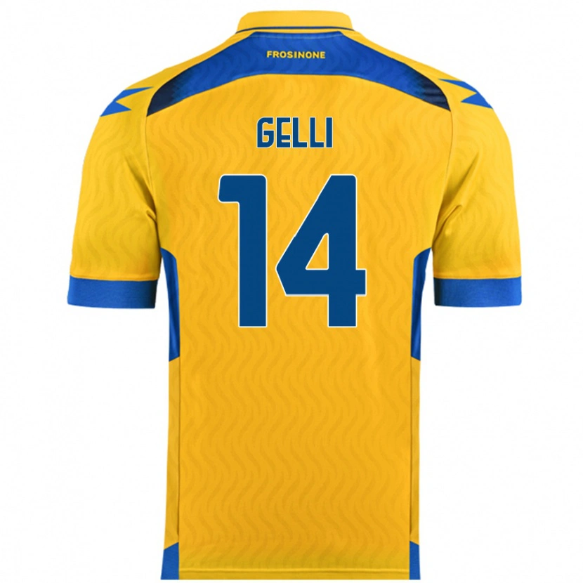 Danxen Uomo Maglia Francesco Gelli #14 Giallo Kit Gara Home 2024/25 Maglietta
