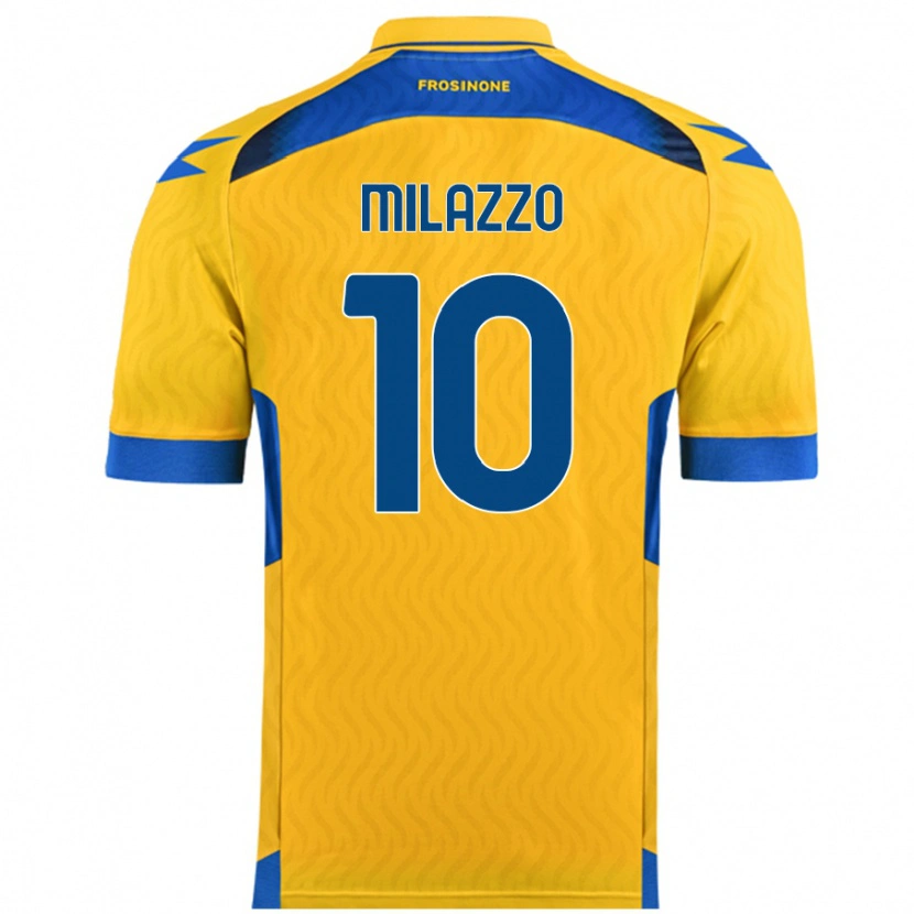 Danxen Uomo Maglia Simone Milazzo #10 Giallo Kit Gara Home 2024/25 Maglietta