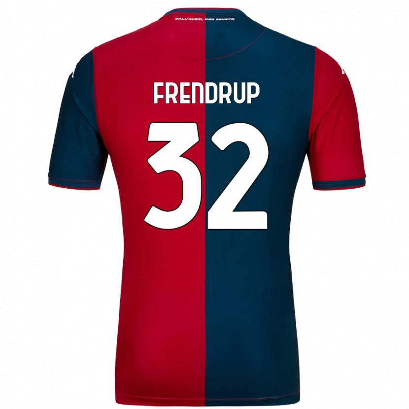 Danxen Uomo Maglia Morten Frendrup #32 Rosso Blu Scuro Kit Gara Home 2024/25 Maglietta