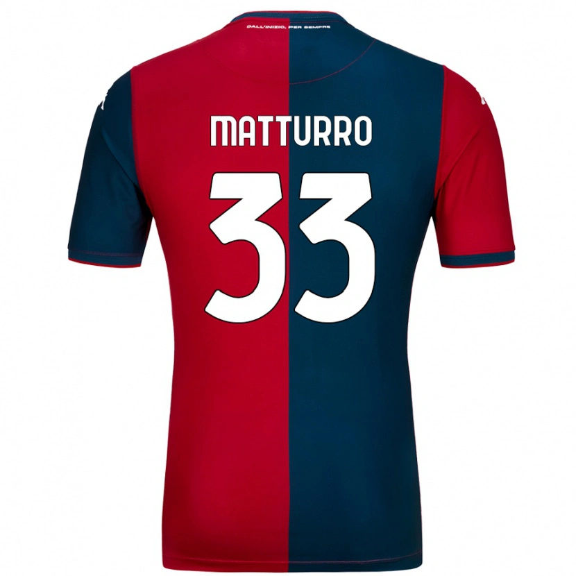 Danxen Uomo Maglia Alan Matturro #33 Rosso Blu Scuro Kit Gara Home 2024/25 Maglietta