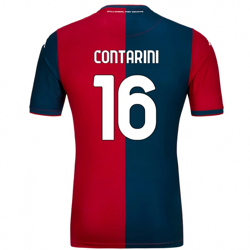 Danxen Uomo Maglia Jacopo Contarini #16 Rosso Blu Scuro Kit Gara Home 2024/25 Maglietta
