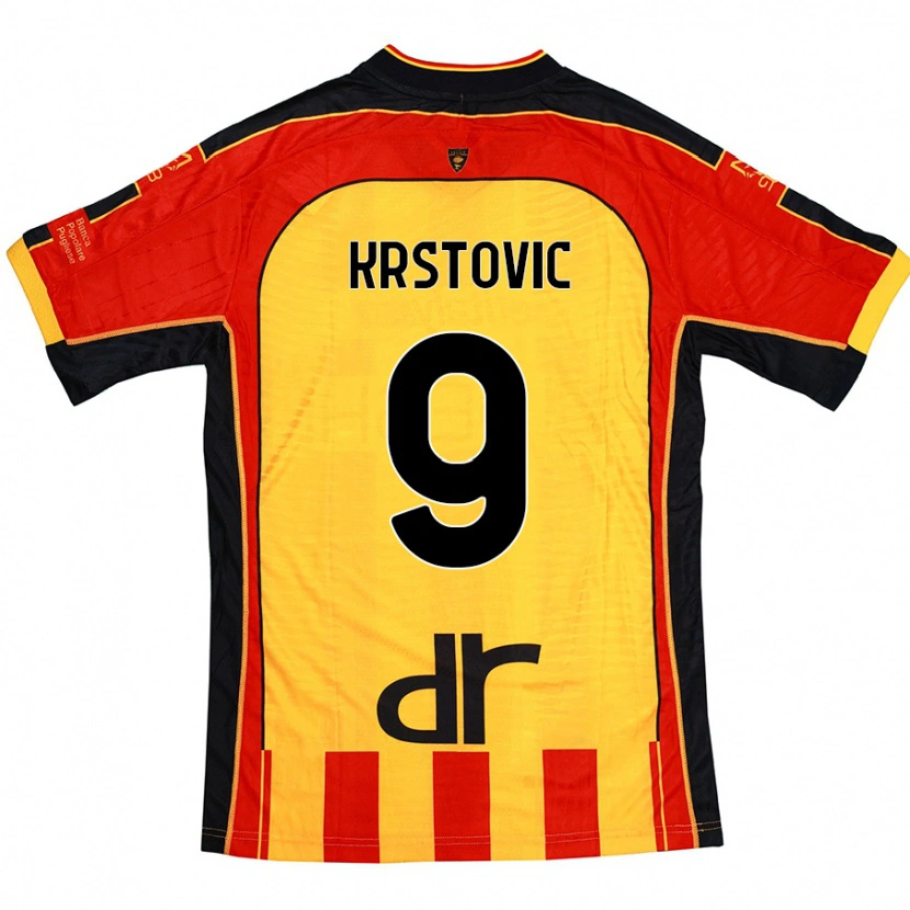 Danxen Uomo Maglia Nikola Krstovic #9 Giallo Rosso Kit Gara Home 2024/25 Maglietta
