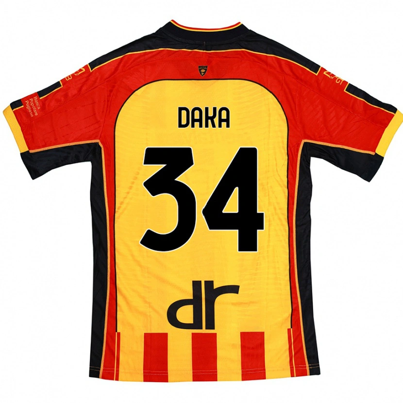 Danxen Uomo Maglia Dario Daka #34 Giallo Rosso Kit Gara Home 2024/25 Maglietta