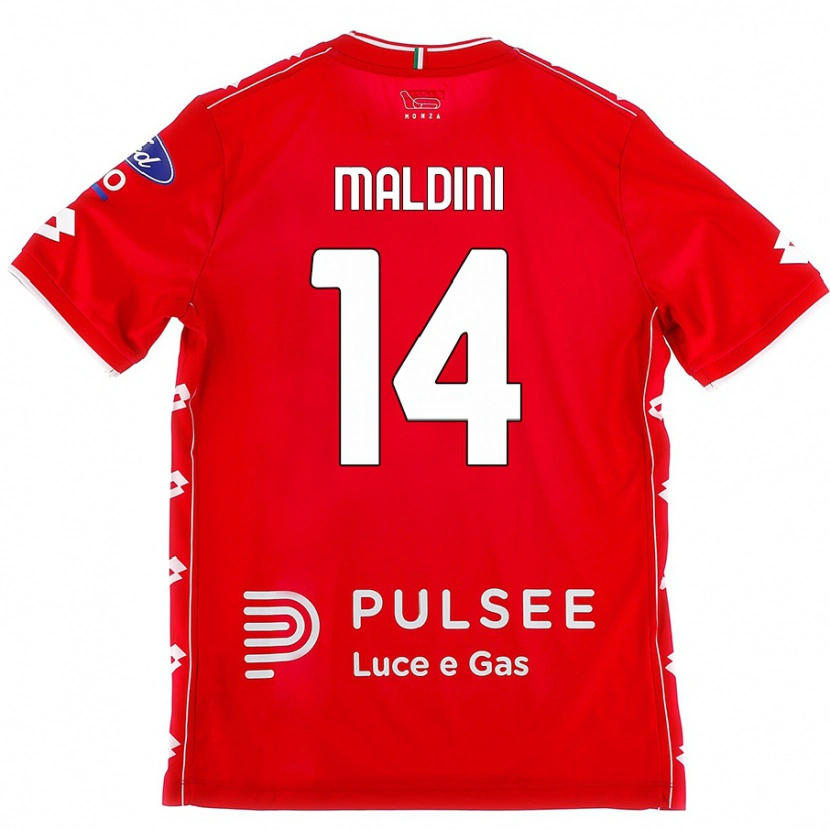 Danxen Uomo Maglia Daniel Maldini #14 Rosso Bianco Kit Gara Home 2024/25 Maglietta
