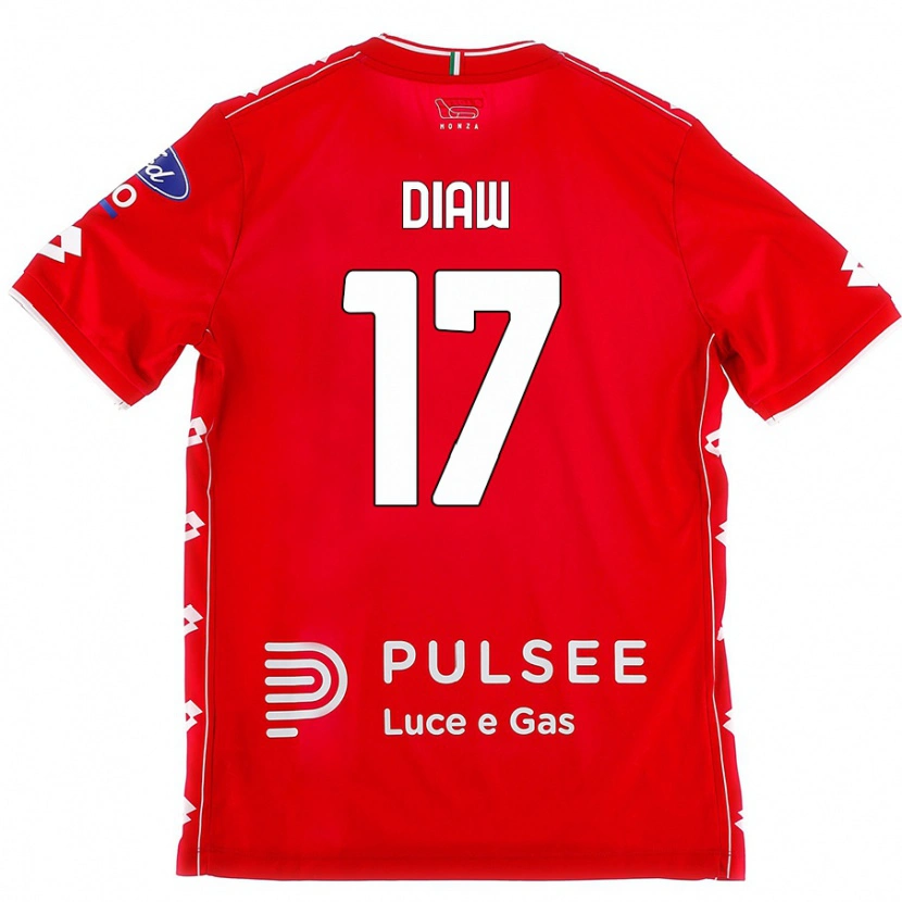 Danxen Uomo Maglia Davide Diaw #17 Rosso Bianco Kit Gara Home 2024/25 Maglietta