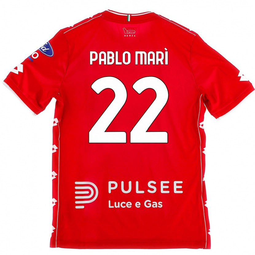 Danxen Uomo Maglia Pablo Marí #22 Rosso Bianco Kit Gara Home 2024/25 Maglietta