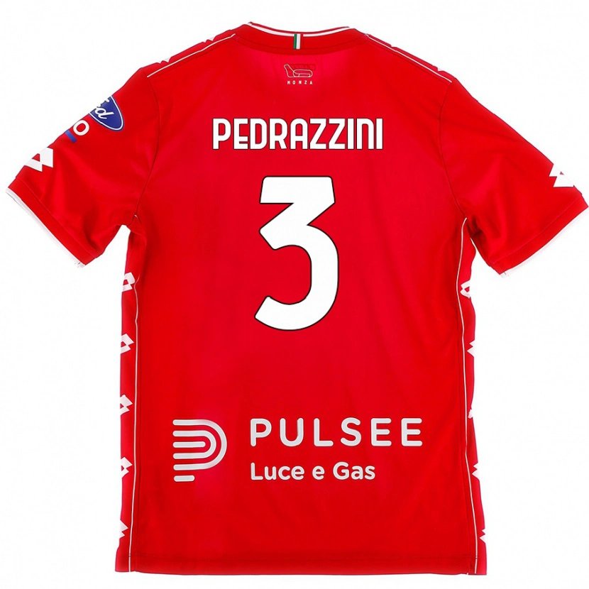 Danxen Uomo Maglia Carlo Pedrazzini #3 Rosso Bianco Kit Gara Home 2024/25 Maglietta