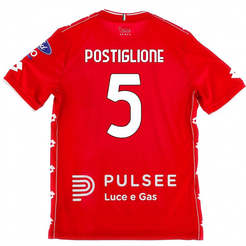 Danxen Uomo Maglia Nicolò Postiglione #5 Rosso Bianco Kit Gara Home 2024/25 Maglietta