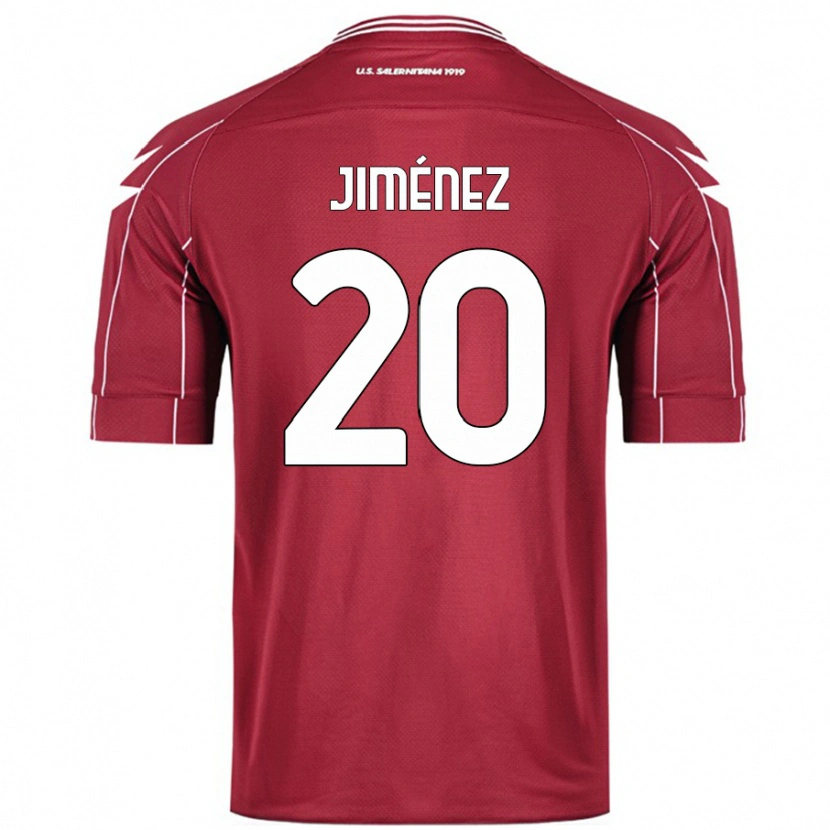 Danxen Uomo Maglia Kaleb Jiménez #20 Borgogna Kit Gara Home 2024/25 Maglietta