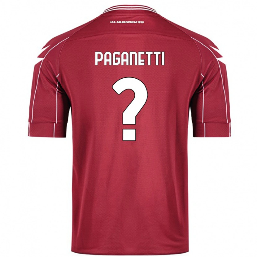 Danxen Uomo Maglia Giacomo Paganetti #0 Borgogna Kit Gara Home 2024/25 Maglietta