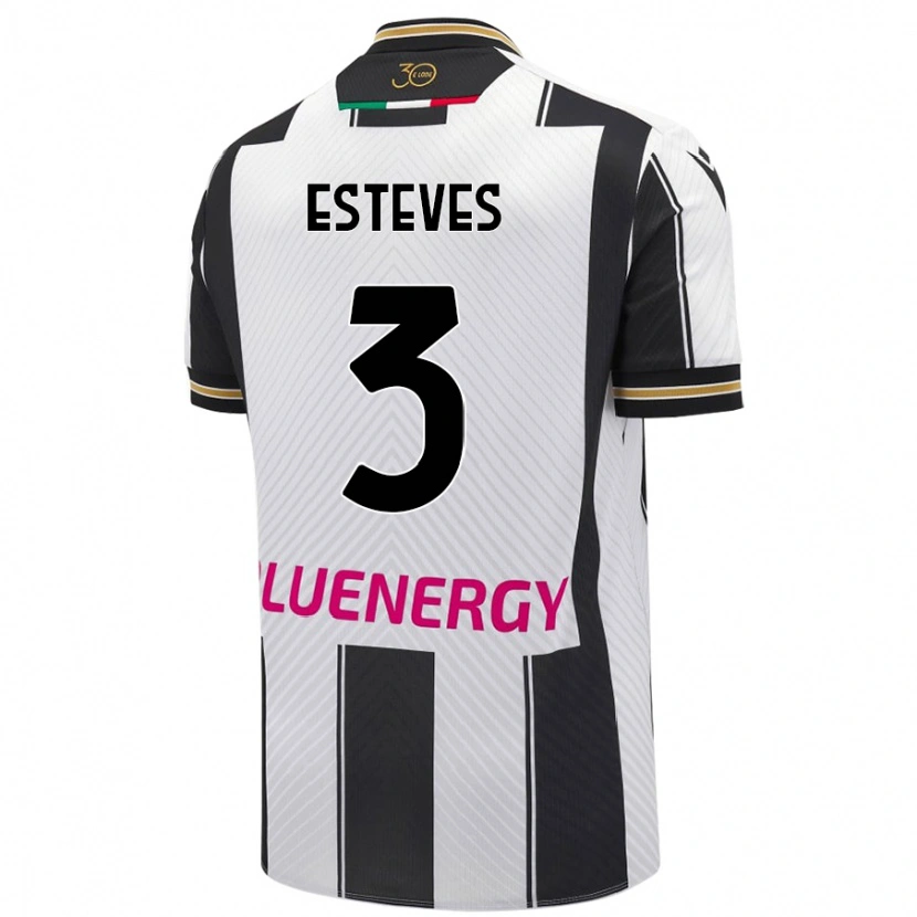 Danxen Uomo Maglia Gonçalo Esteves #3 Bianco Nero Kit Gara Home 2024/25 Maglietta