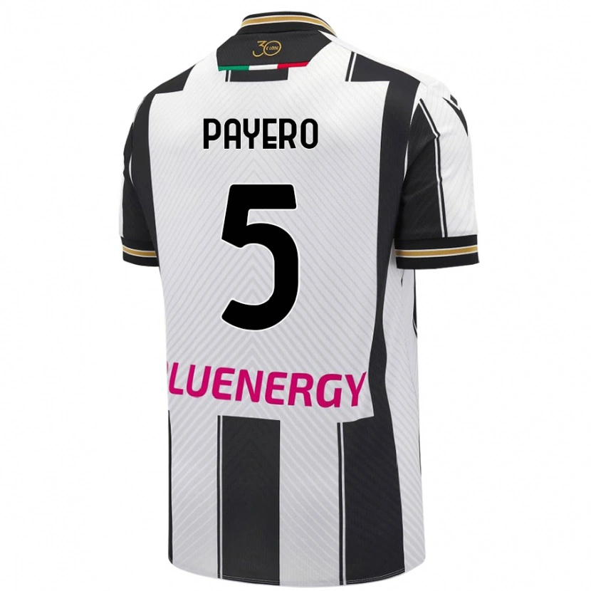 Danxen Uomo Maglia Martín Payero #5 Bianco Nero Kit Gara Home 2024/25 Maglietta