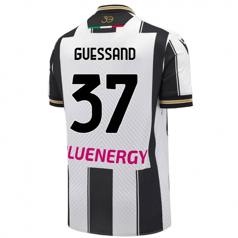 Danxen Uomo Maglia Axel Guessand #37 Bianco Nero Kit Gara Home 2024/25 Maglietta