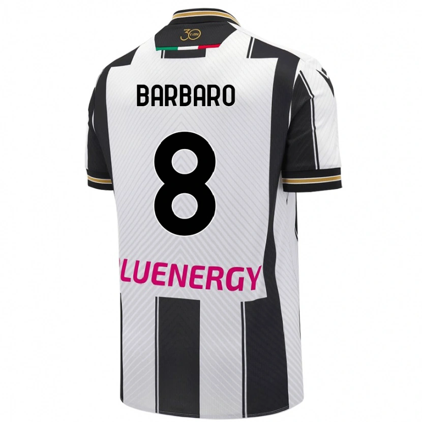Danxen Uomo Maglia Elia Barbaro #8 Bianco Nero Kit Gara Home 2024/25 Maglietta