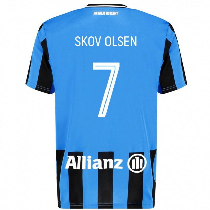Danxen Uomo Maglia Andreas Skov Olsen #7 Azzurro Nero Kit Gara Home 2024/25 Maglietta