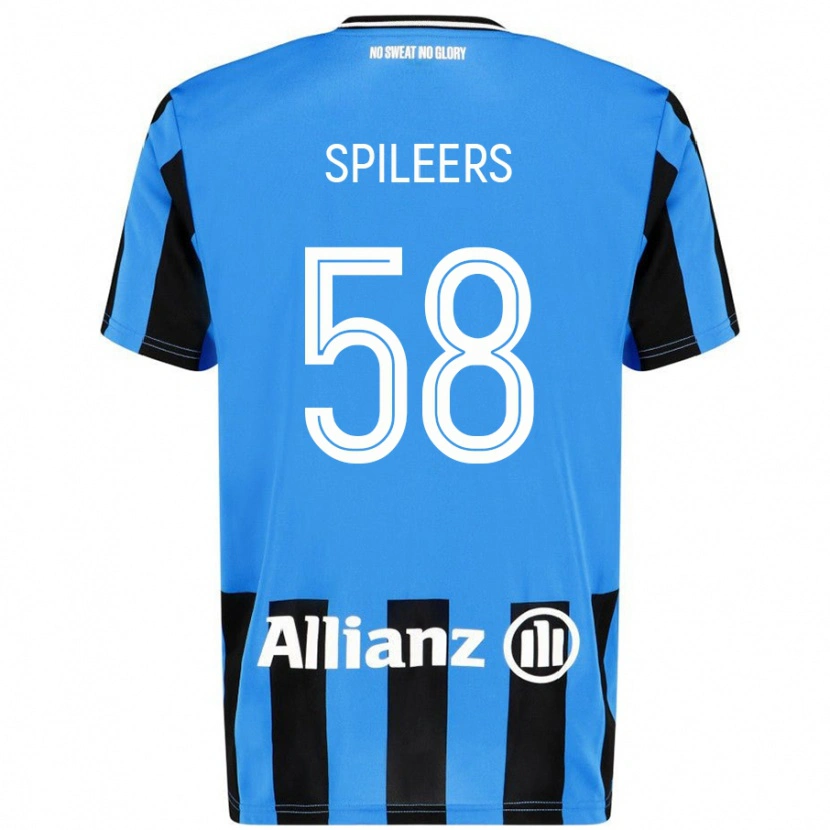 Danxen Uomo Maglia Jorne Spileers #58 Azzurro Nero Kit Gara Home 2024/25 Maglietta