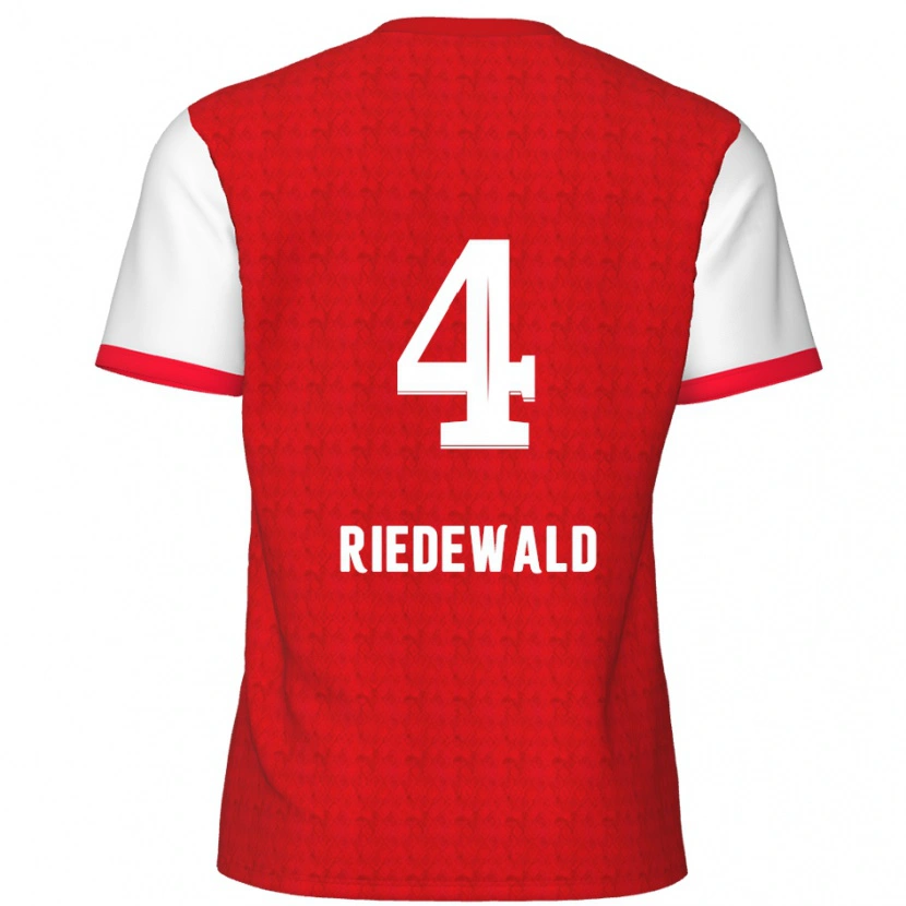 Danxen Uomo Maglia Jairo Riedewald #4 Rosso Bianco Kit Gara Home 2024/25 Maglietta