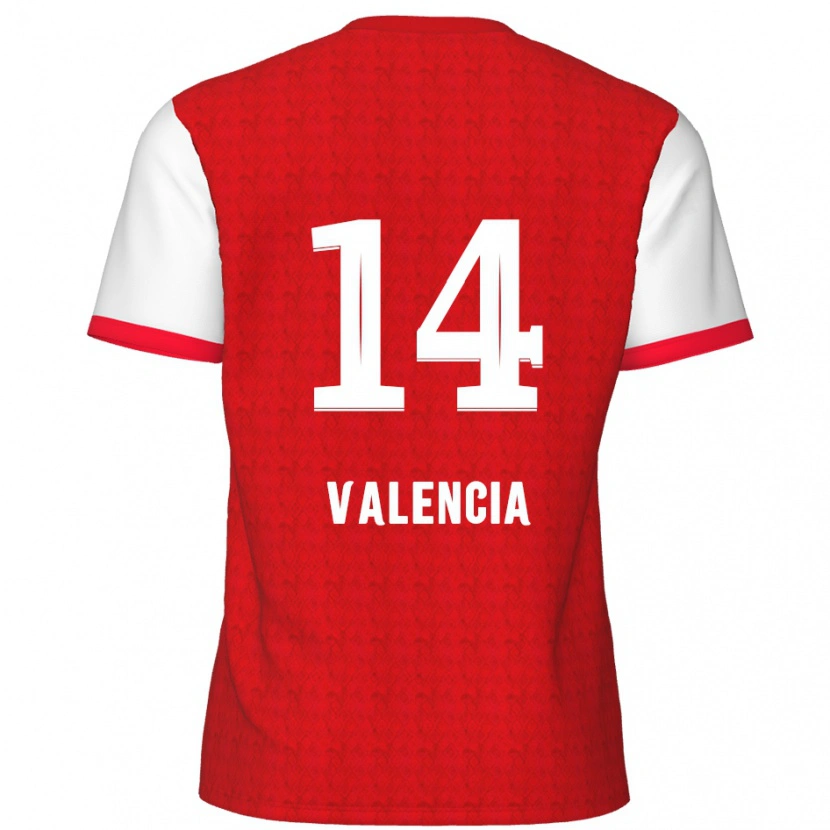Danxen Uomo Maglia Anthony Valencia #14 Rosso Bianco Kit Gara Home 2024/25 Maglietta