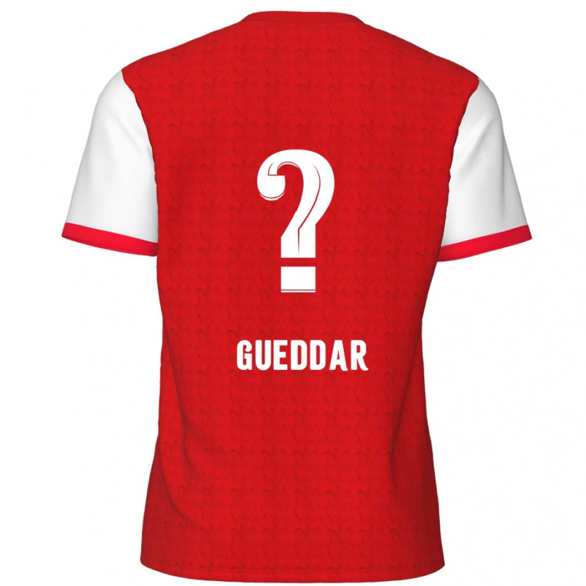Danxen Uomo Maglia Zakaria Gueddar #0 Rosso Bianco Kit Gara Home 2024/25 Maglietta