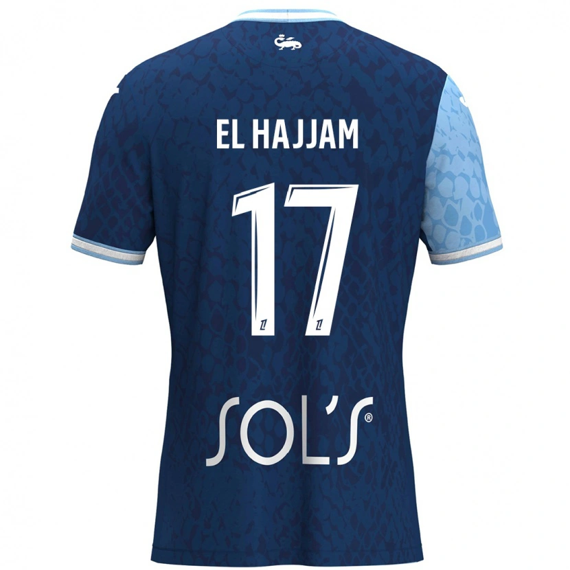 Danxen Uomo Maglia Oualid El Hajjam #17 Azzurro Blu Scuro Kit Gara Home 2024/25 Maglietta