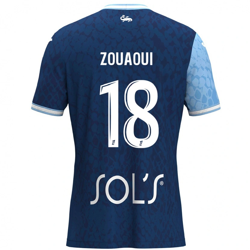 Danxen Uomo Maglia Yanis Zouaoui #18 Azzurro Blu Scuro Kit Gara Home 2024/25 Maglietta