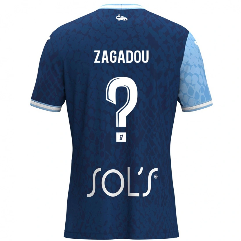 Danxen Uomo Maglia Stephan Zagadou #0 Azzurro Blu Scuro Kit Gara Home 2024/25 Maglietta