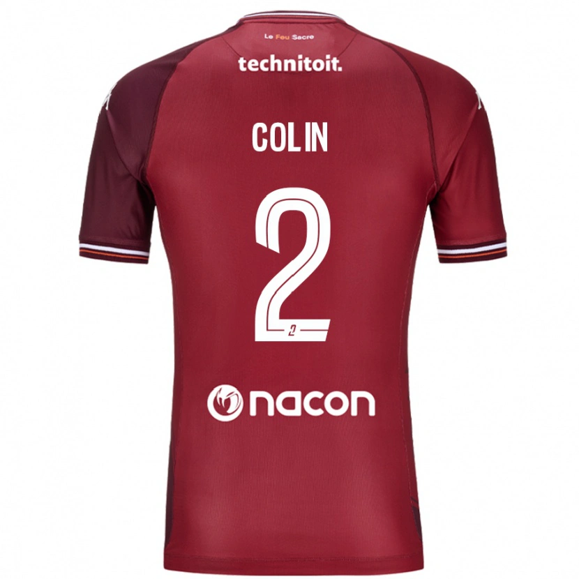 Danxen Uomo Maglia Maxime Colin #2 Rosso Granata Kit Gara Home 2024/25 Maglietta