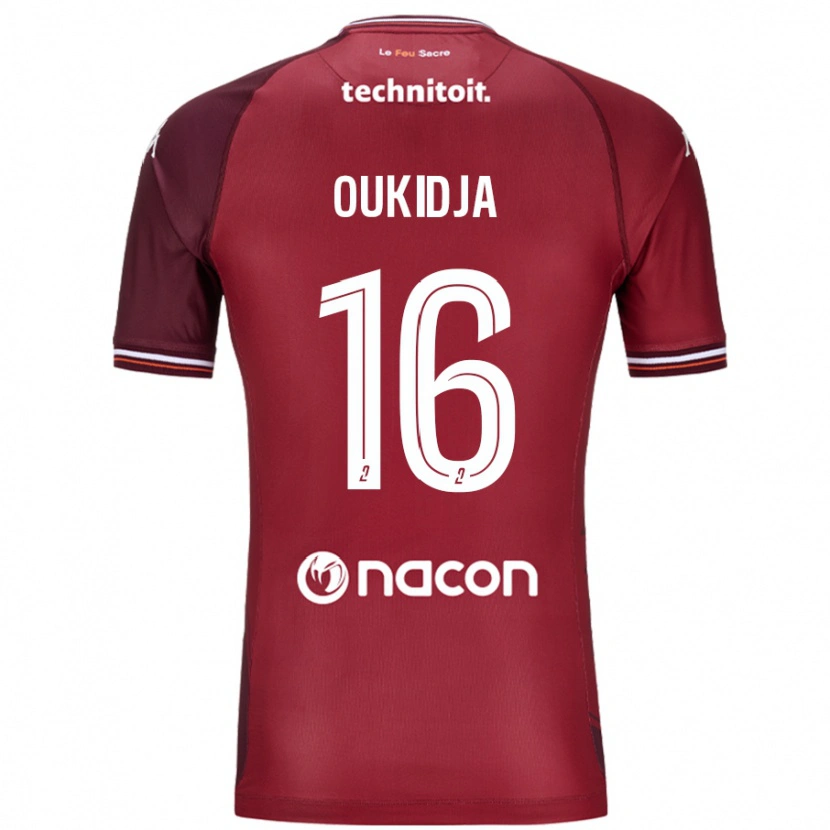 Danxen Uomo Maglia Alexandre Oukidja #16 Rosso Granata Kit Gara Home 2024/25 Maglietta