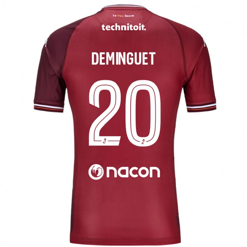 Danxen Uomo Maglia Jessy Deminguet #20 Rosso Granata Kit Gara Home 2024/25 Maglietta