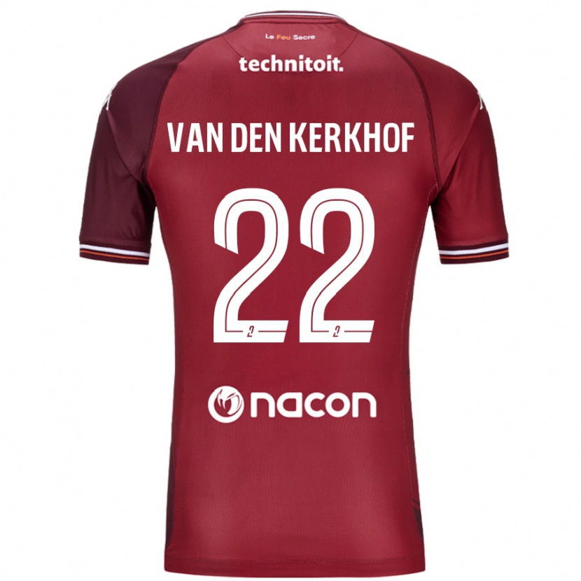 Danxen Uomo Maglia Kevin Van Den Kerkhof #22 Rosso Granata Kit Gara Home 2024/25 Maglietta
