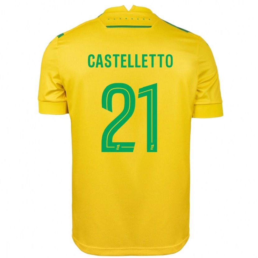 Danxen Uomo Maglia Jean-Charles Castelletto #21 Giallo Verde Kit Gara Home 2024/25 Maglietta