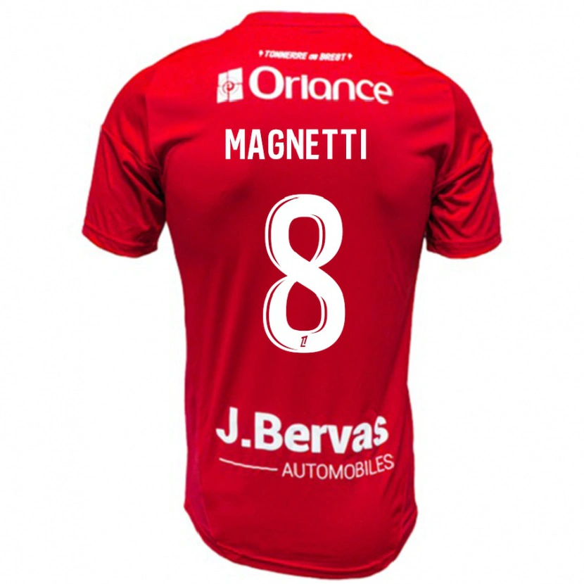 Danxen Uomo Maglia Hugo Magnetti #8 Rosso Bianco Kit Gara Home 2024/25 Maglietta
