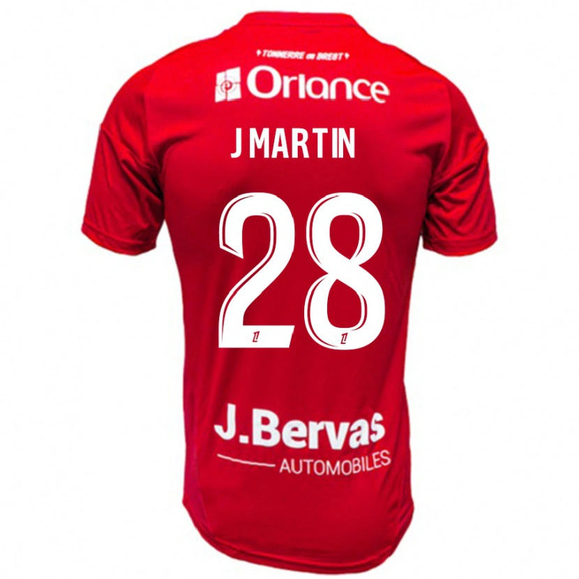 Danxen Uomo Maglia Jonas Martin #28 Rosso Bianco Kit Gara Home 2024/25 Maglietta