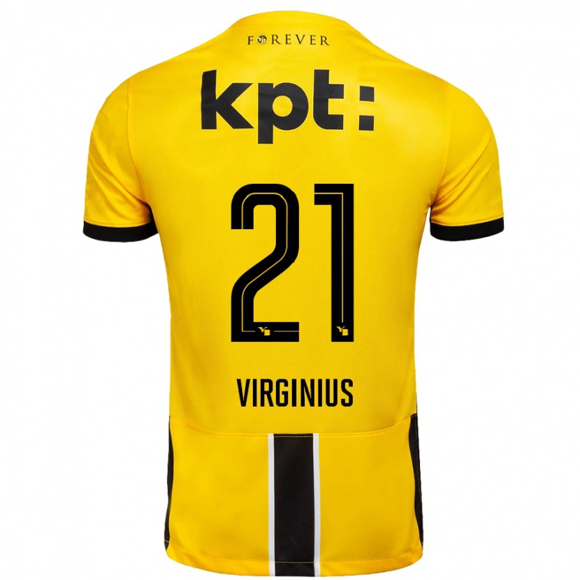Danxen Uomo Maglia Alan Virginius #21 Giallo Nero Kit Gara Home 2024/25 Maglietta