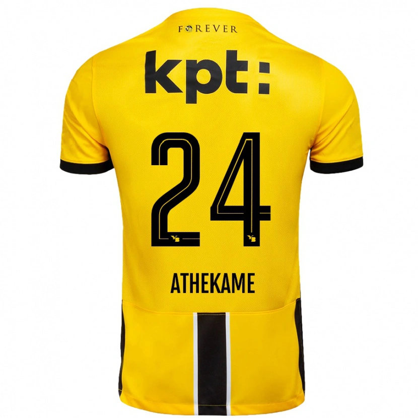 Danxen Uomo Maglia Zachary Athekame #24 Giallo Nero Kit Gara Home 2024/25 Maglietta