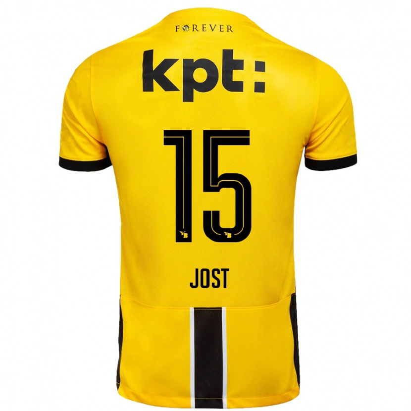 Danxen Uomo Maglia Tristan Jost #15 Giallo Nero Kit Gara Home 2024/25 Maglietta