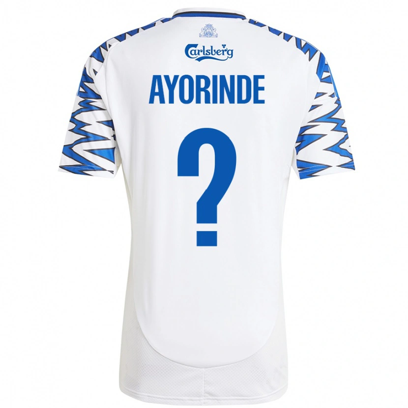 Danxen Uomo Maglia Noah Ayorinde #0 Bianco Azzurro Kit Gara Home 2024/25 Maglietta
