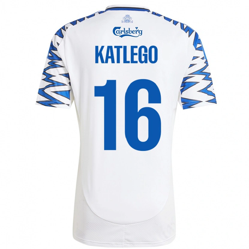 Danxen Uomo Maglia David Katlego #16 Bianco Azzurro Kit Gara Home 2024/25 Maglietta