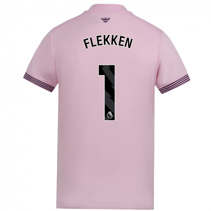 Danxen Uomo Maglia Mark Flekken #1 Rosa Kit Gara Away 2024/25 Maglietta