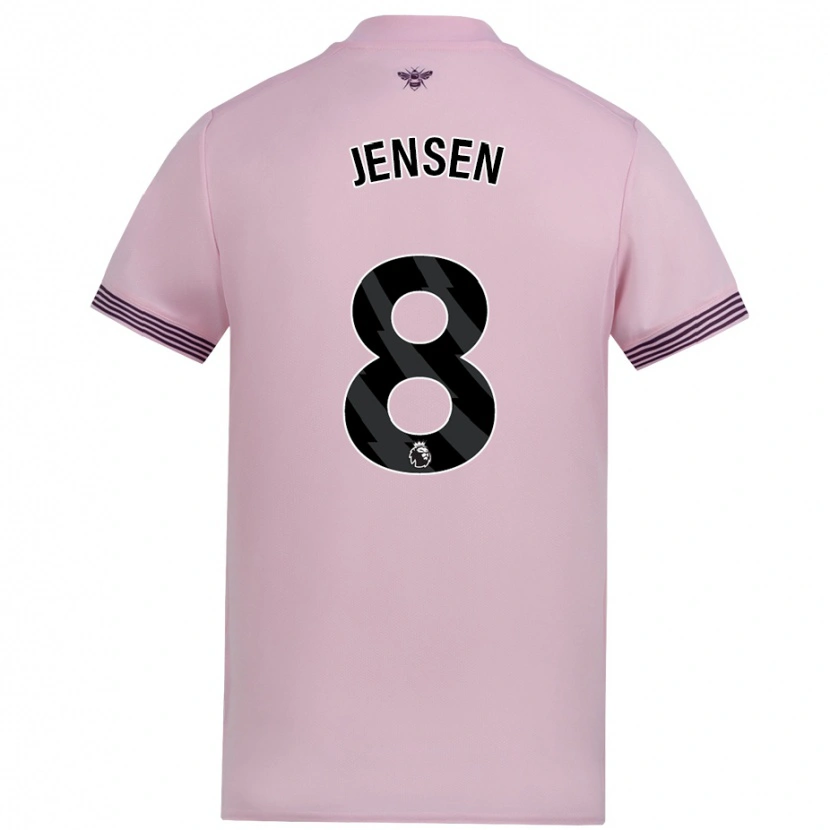 Danxen Uomo Maglia Mathias Jensen #8 Rosa Kit Gara Away 2024/25 Maglietta