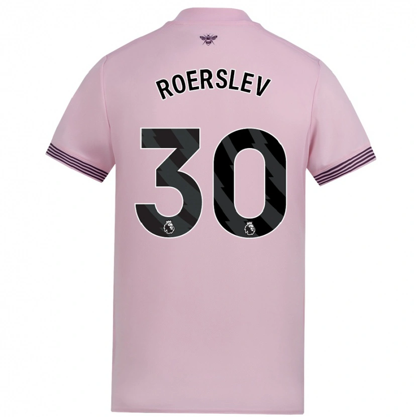 Danxen Uomo Maglia Mads Roerslev #30 Rosa Kit Gara Away 2024/25 Maglietta