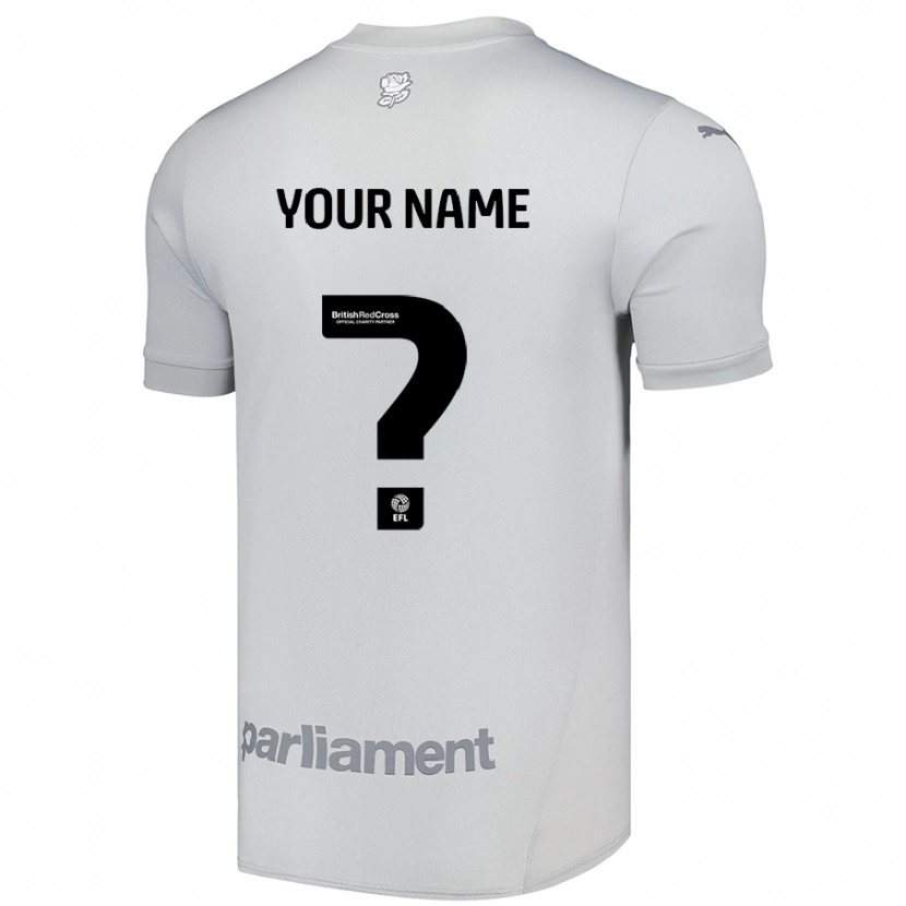Danxen Uomo Maglia Il Tuo Nome #0 Grigio Argento Kit Gara Away 2024/25 Maglietta