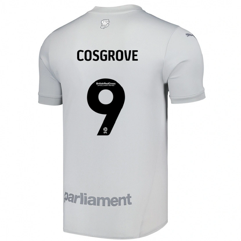 Danxen Uomo Maglia Sam Cosgrove #9 Grigio Argento Kit Gara Away 2024/25 Maglietta