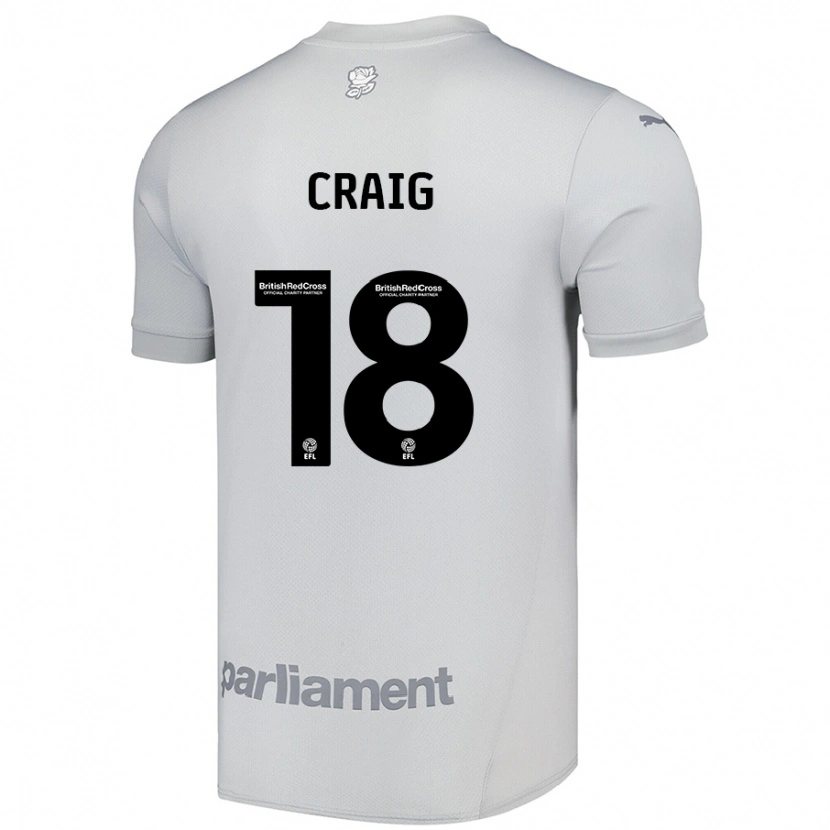 Danxen Uomo Maglia Matthew Craig #18 Grigio Argento Kit Gara Away 2024/25 Maglietta