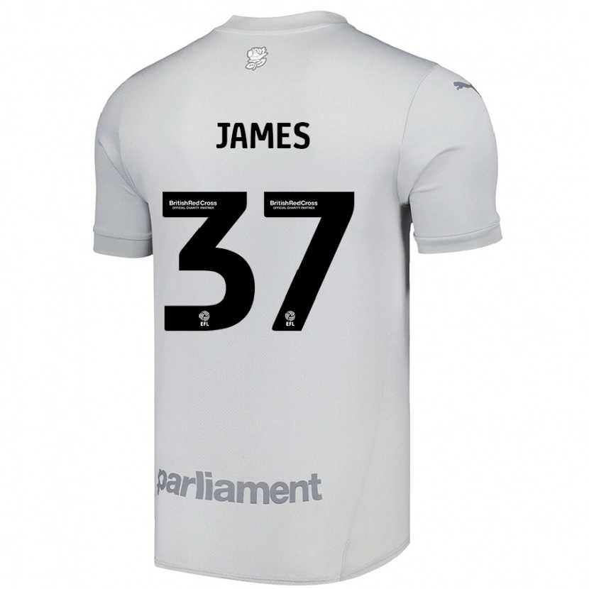 Danxen Uomo Maglia Nathan James #37 Grigio Argento Kit Gara Away 2024/25 Maglietta
